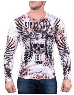 Cipo & Baxx regular fit Longsleeve Herren  CL494 White S