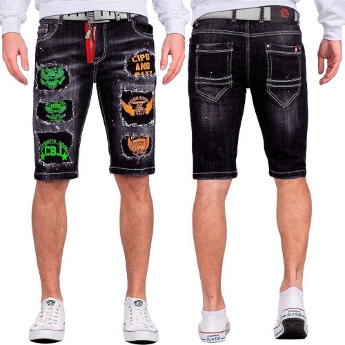 Cipo & Baxx regular fit Shorts Herren Stonewashed CK241 Black