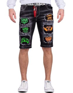 Cipo & Baxx regular fit Shorts Herren Stonewashed CK241 Black