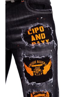 Cipo & Baxx regular fit Shorts Herren Stonewashed CK241 Black