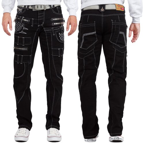 Kosmo Lupo Herren Jeans KM009-1 Schwarz W36/L34