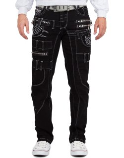Kosmo Lupo Regular Fit Jeans Herren Stonewashed KM009 Black W36/L34