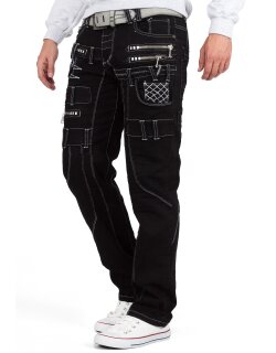 Kosmo Lupo Regular Fit Jeans Herren Stonewashed KM009 Black W36/L34