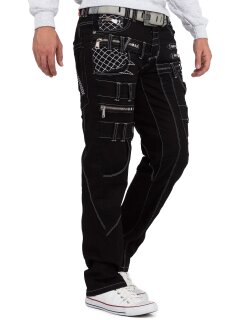 Kosmo Lupo Regular Fit Jeans Herren Stonewashed KM009 Black W36/L34