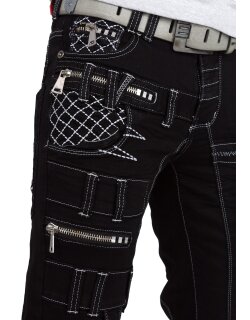 Kosmo Lupo Regular Fit Jeans Herren Stonewashed KM009 Black W36/L34