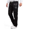 Kosmo Lupo Regular Fit Jeans Herren Stonewashed KM009 Black W36/L34