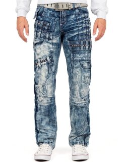 Kosmo Lupo Regular Fit Jeans Herren Stonewashed KM8004 Blue W33/L32
