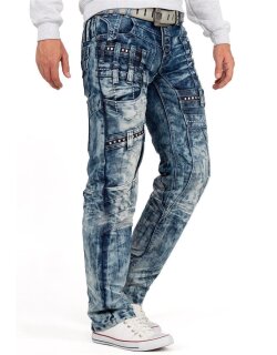 Kosmo Lupo Regular Fit Jeans Herren Stonewashed KM8004 Blue W36/L34