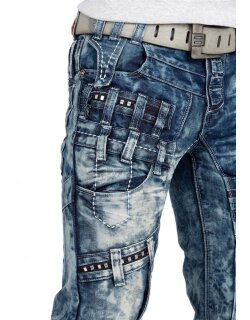Kosmo Lupo Regular Fit Jeans Herren Stonewashed KM8004 Blue W36/L34
