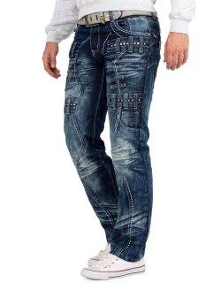 Kosmo Lupo Regular Fit Jeans Stonewashed  KM8002 Blue W30/L32