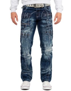 Kosmo Lupo Regular Fit Jeans Stonewashed  KM8002 Blue W32/L32