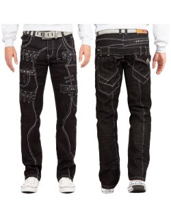 Kosmo Lupo Herren Jeans KM8002-1 Schwarz W33/L32