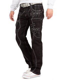 Kosmo Lupo Regular Fit Jeans Stonewashed  KM8002 Black W33/L32