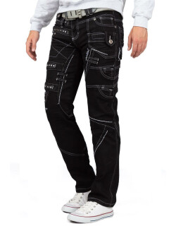 Kosmo Lupo Herren Jeans KM001-1 Schwarz W32/L32