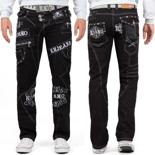 Kosmo Lupo Herren Jeans KM051-1 Schwarz W32/L32