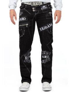 Kosmo Lupo Herren Jeans KM051-1 Schwarz W32/L32