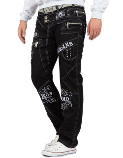 Kosmo Lupo Herren Jeans KM051-1 Schwarz W32/L32