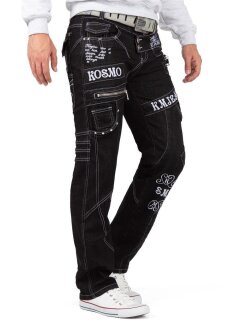 Kosmo Lupo Regular Fit Jeans Stonewashed  KM051-1 Black W32/L32
