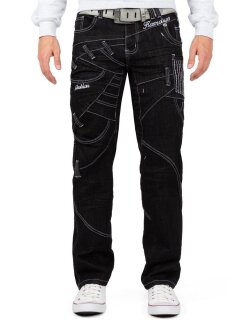 Kosmo Lupo Herren Jeans KM130-1 Schwarz W32/L32