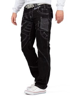 Kosmo Lupo Regular Fit Jeans Stonewashed  KM130-1 Black W34/L34