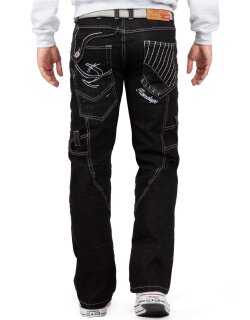 Kosmo Lupo Regular Fit Jeans Herren Stonewashed KM130-1 Black W36/L34