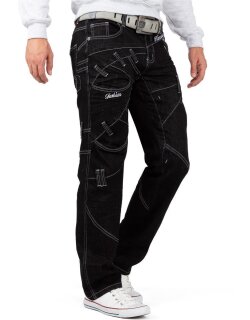 Kosmo Lupo Regular Fit Jeans Herren Stonewashed KM130-1 Black W36/L34
