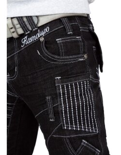 Kosmo Lupo Regular Fit Jeans Herren Stonewashed KM130-1 Black W36/L34