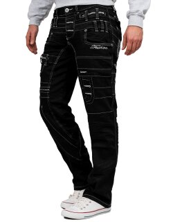 Kosmo Lupo Regular Fit Jeans Herren Ohne Waschung  KM020-1 Black W30/L32