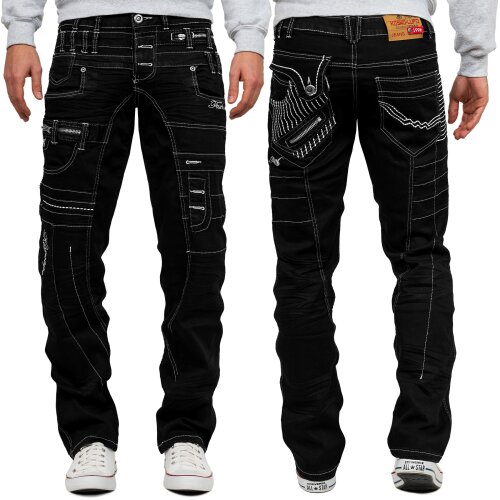 Kosmo Lupo Herren Jeans KM020-1 Schwarz W34/L34