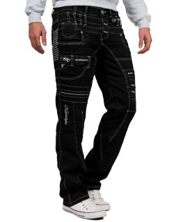 Kosmo Lupo Herren Jeans KM020-1 Schwarz W36/L34