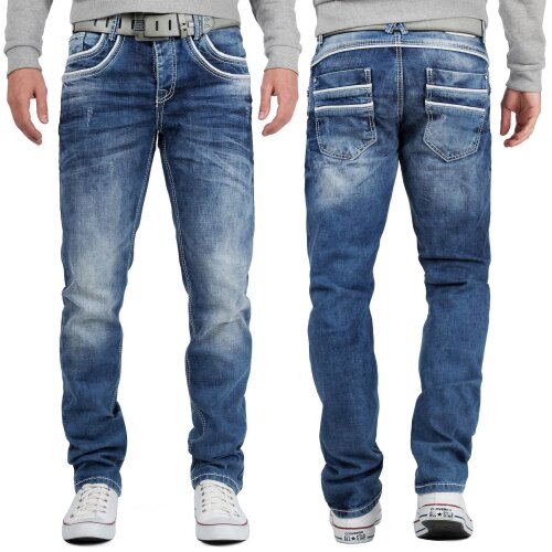 Cipo & Baxx Regular Fit Jeans Herren Stonewashed C1127 Blue W33/L32