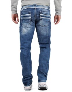 Cipo & Baxx Regular Fit Jeans Herren Stonewashed C1127 Blue W32/L34