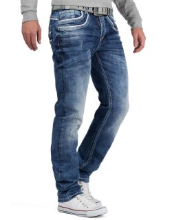 Cipo & Baxx Regular Fit Jeans Herren Stonewashed C1127 Blue W32/L34