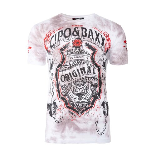 Cipo & Baxx Regular Fit T-Shirt Herren  CT772 White M