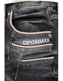 Cipo & Baxx straight fit Jeans Herren Stonewashed CD719 Black W32/L32