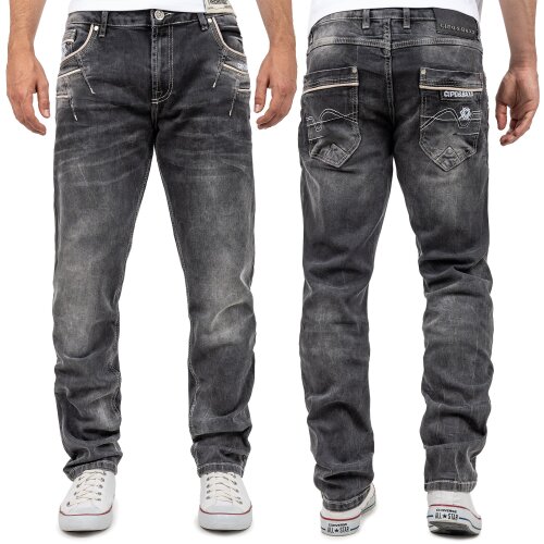 Cipo & Baxx straight fit Jeans Herren Stonewashed CD719 Black W40/L32