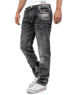 Cipo & Baxx straight fit Jeans Herren Stonewashed CD719 Black W40/L32