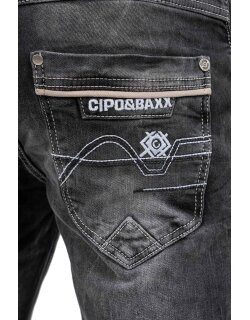 Cipo & Baxx straight fit Jeans Herren Stonewashed CD719 Black W40/L34