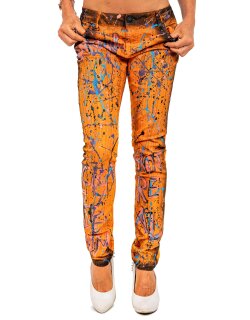 Cipo & Baxx slim fit Jeans Damen Mid Waist WD445 Orange W27/L34