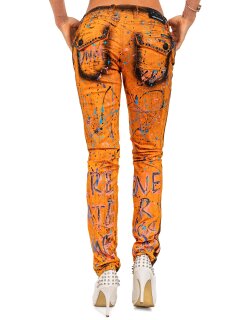 Cipo & Baxx slim fit Jeans Damen Mid Waist WD445 Orange W27/L34