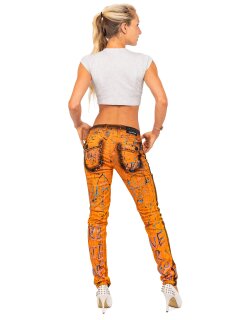 Cipo & Baxx slim fit Jeans Damen Mid Waist WD445 Orange W27/L34