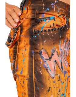 Cipo & Baxx slim fit Jeans Damen Mid Waist WD445 Orange W27/L34