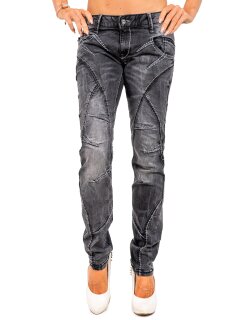 Cipo & Baxx straight fit Jeans Damen Stonewashed WD477 Black W30/L34