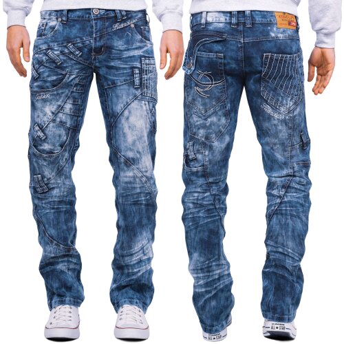 Kosmo Lupo Regular Fit Jeans Herren Stonewashed  KM130 Blue W31/L32